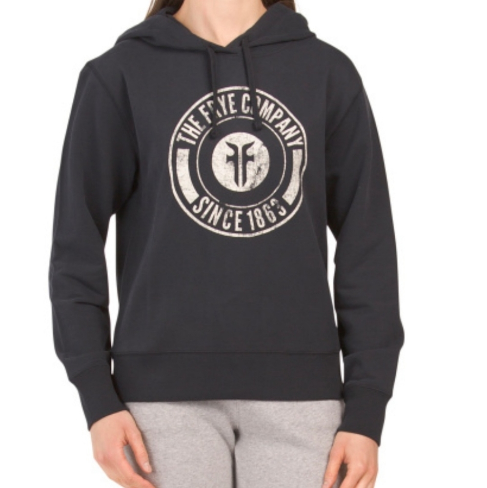 Frye Hoodie Sweatshirt Small Black Logo Graphic Hoodie New